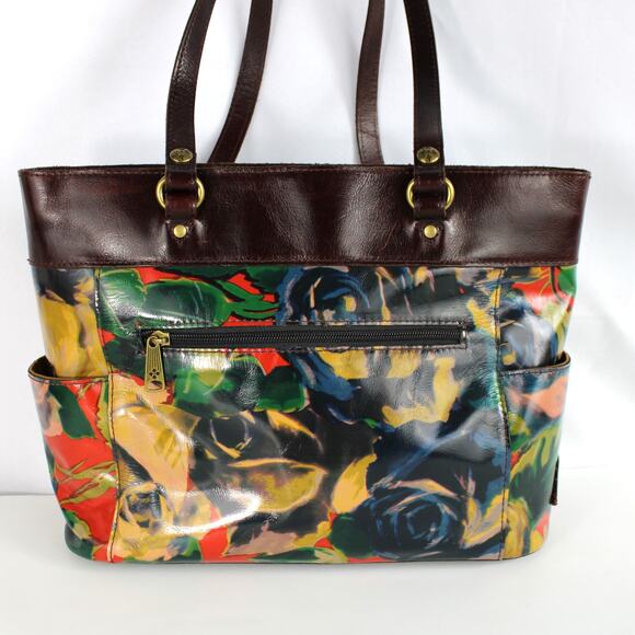 Patricia Nash Bolsena Floral Leather Tote Shoulder Bag Brown Artsy‎ Winter Bloom - Picture 3 of 12